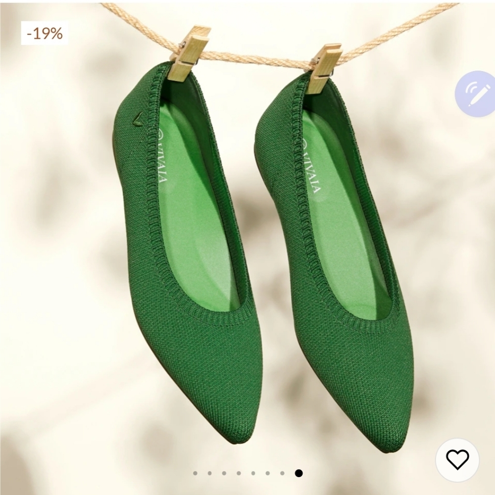 Vivaia Conscious Comfort Aria 5° Ballet flats. Pointed toe, Forest green size 43